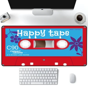 

Funny Deskmat Cassette Retro Record Tape PC Cool Mouse Pad Red Cute Mat of Overwatch Table Mats Computer Mousepad XL Mini Pc