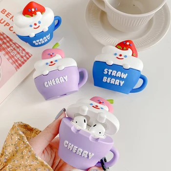 

For Airpods Pro 3D Cute Cartoon Strawberry Cherry Ice Cream Cup Case for Apple Airpods 1 2 3 Wireless Earphone Protector Cover