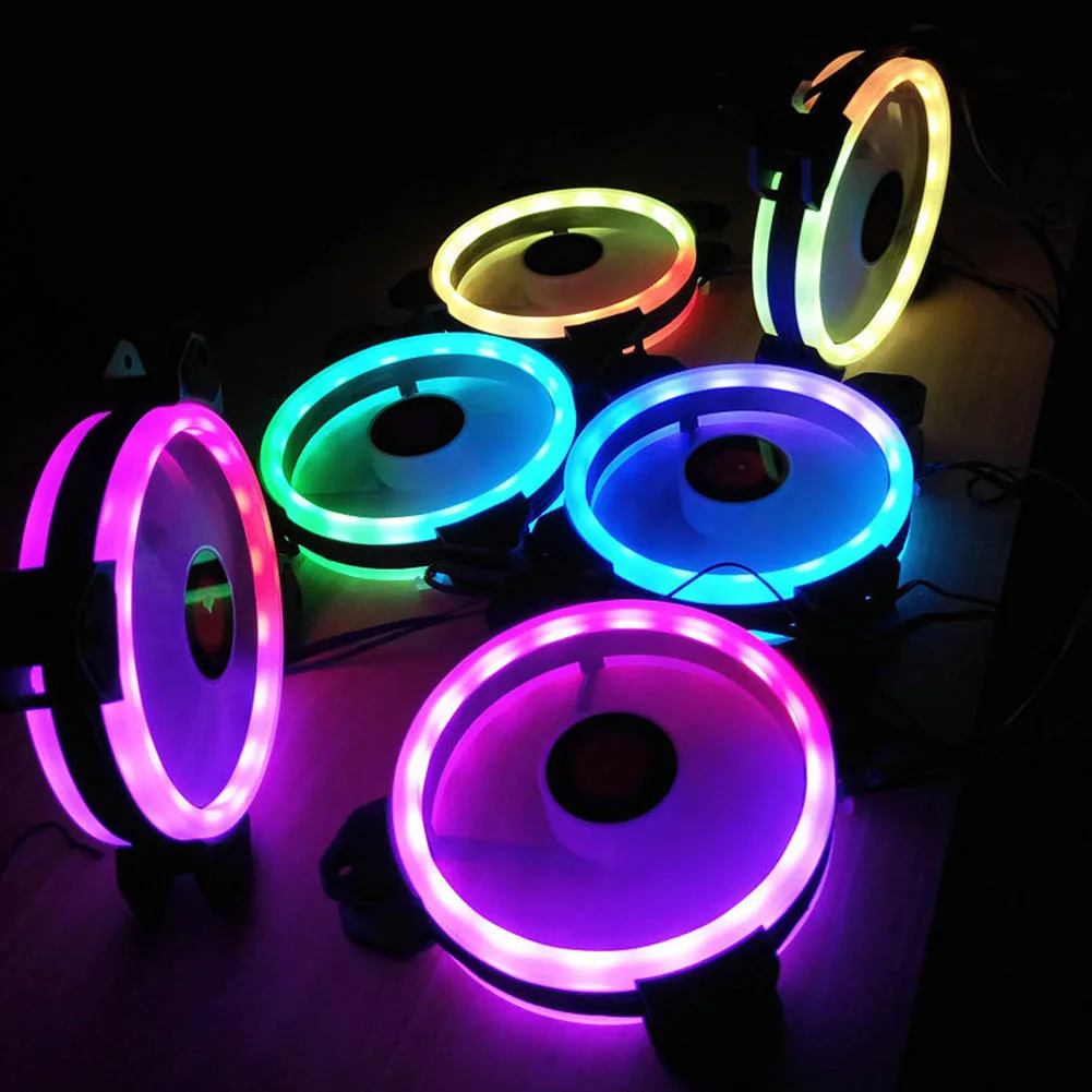 

Rainbow Lights RGB Adjustable Color Cooling Fan 120mm LED PC Computer Silent Case Fan Controller NC99