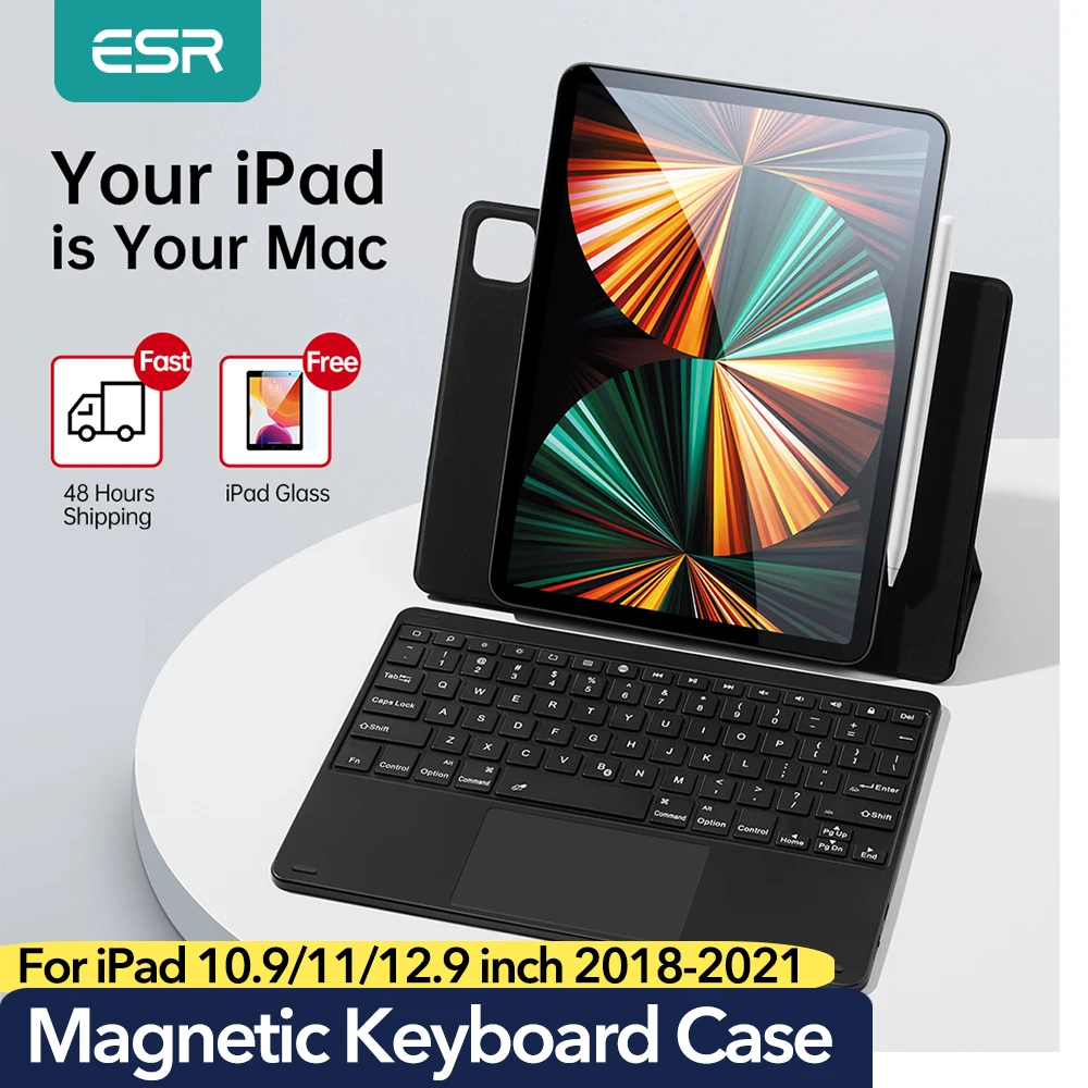 Esr ipadの空気4 ipadプロ11 2021ケースbluetoothキーボードケースipad ...