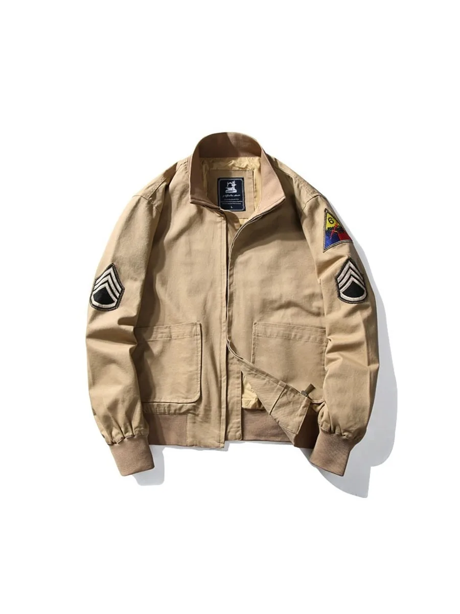 Мужская короткая куртка пилот военная бомбер в американском стиле Chaqueta Hombre