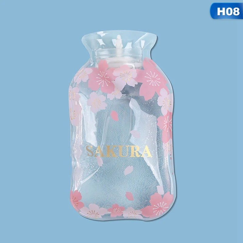 Мультяшная ручная бутылка для теплой воды милые прозрачные бутылки для горячей воды маленький портативный ручной подогреватель для инъекций воды сумка для хранения - Цвет: H08