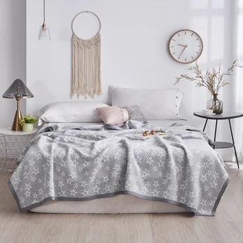 

Grey Summer Quilt Comforter Cotton Stripe Geometric Bedspread Air Conditioning Blanket Adults Japanese Home Textile 200*230cm