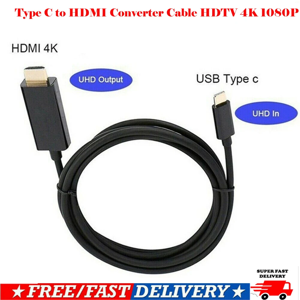 США USB 3,1 Тип C USB-C HDMI штекер 1080P 4K HDTV Кабель-адаптер конвертер