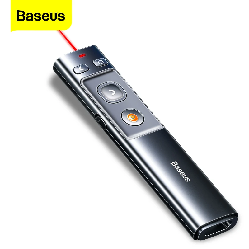 Wireless Presenters 2019 Updated Fly Mouse Red Laser Pointer USB Rechargeable 2.4GHz PowerPoint Presentation Hyperlink Volume Remote Control Pen Clickers for Computers Laptop Projectors