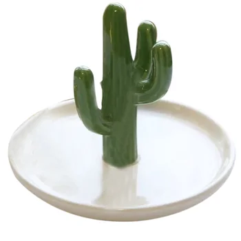 

Nordic Cactus Shaped Jewelry Display Storage Trays Stand Dish Holder Cactus Trinket Plant Dish Ring Storage Cactus Decoration-Wh
