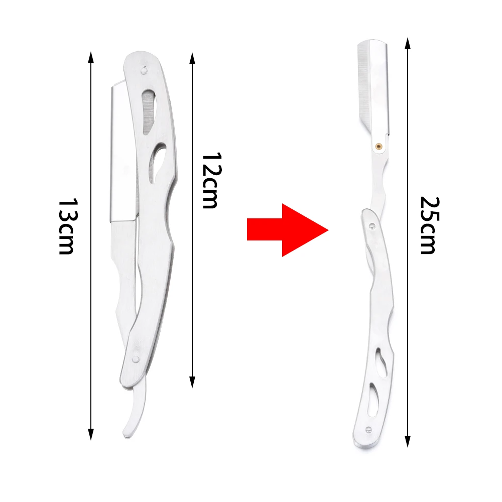 1 шт., ручная прямая бритва из нержавеющей стали, Парикмахерская, для удаления волос, для бороды, складной нож для бритья с 10 лезвиями или сумкой для бритвы