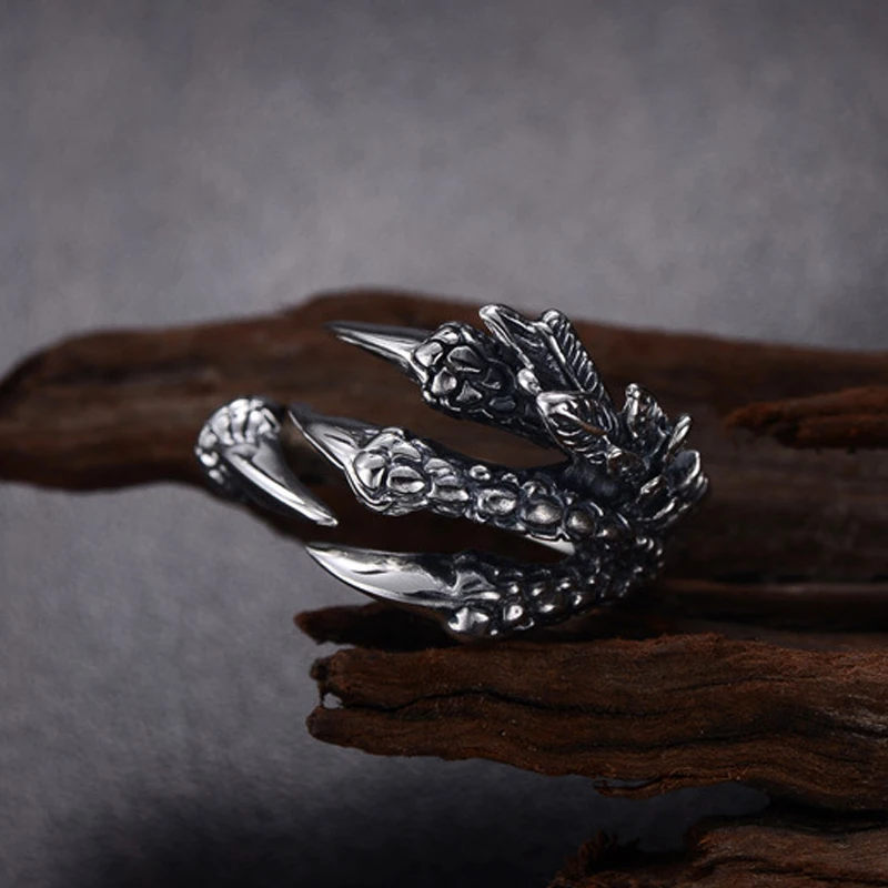 PICKYZ 1 шт., серебряное кольцо в стиле панк для мужчин и женщин, металлическое кольцо когти дракона, размер 8, 9, 10, индивидуальное кольцо iker, мужские кольца, винтажные готические украшения