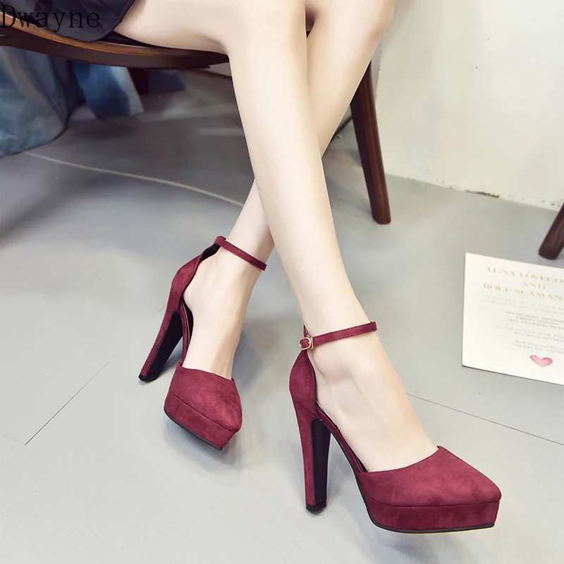 

Autumn Small Fresh Waterproof Platform High Heels Ladies Wild Fashion Pointed Thick With Single Shoe Elegant Women's Shoes Pumps
