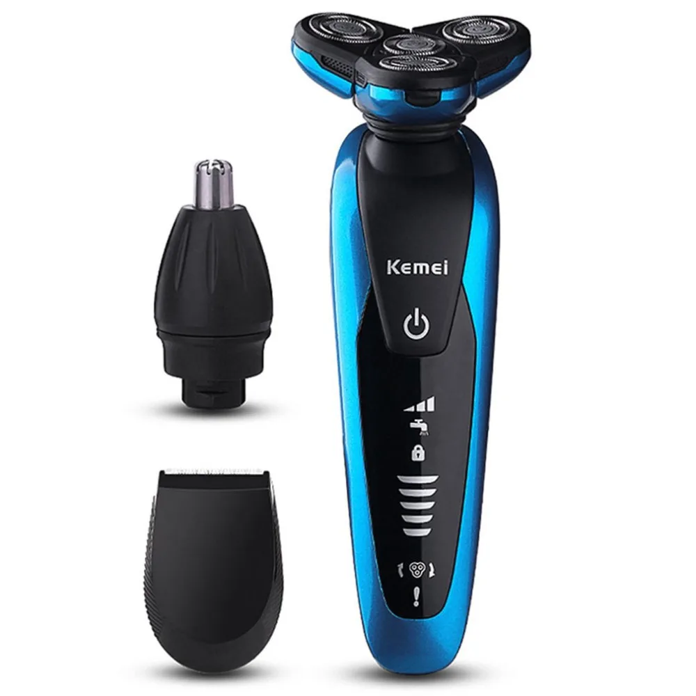 

2018 KEMEI KM-58892 3-in-1 Rechargeable Electric Razor Washable 3D Floating Triple Blades Electric Shaver Men Face Care