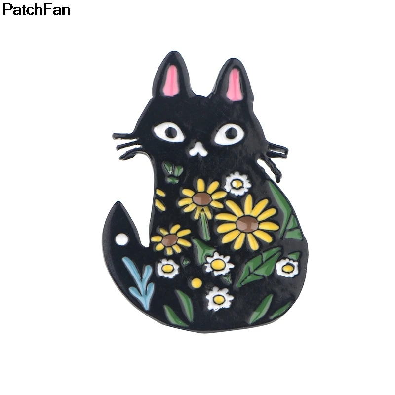 20 шт./лот Patchfan милый цветок Кот цинк галстук мультфильм булавки броши для рюкзака, одежды для женщин шляпа Декоративные значки медали A2490