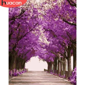 

HUACAN Painting By Number Tree Handpainted Kits Pictures By Number Canvas Landscape Kits For Wall Art