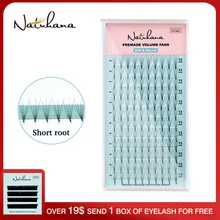 Natuhana cílios postiços de haste curta, volume de leque pré-fabricado à mão, 2d-6d, coreia, extensão de cílios, feitos à mão
