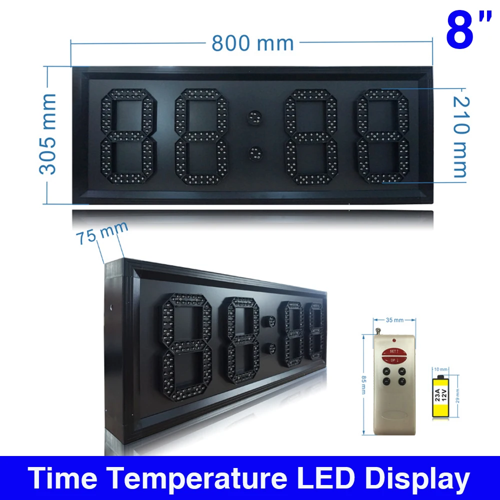 

8'' LED Temperature Screen LED Humidity Sign Red Digital Temperature Board