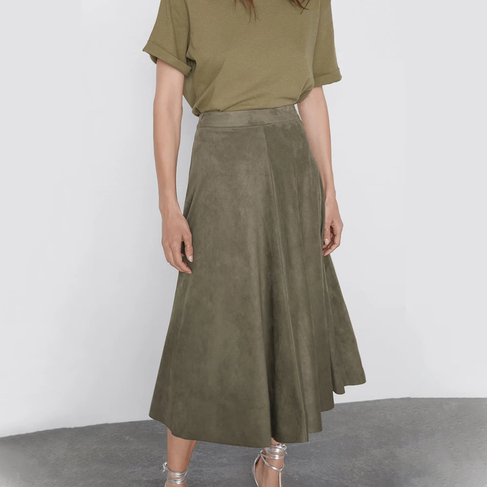ZA замша текстурная юбка ; модная детская одежда в английском элегантные Высокая талия юбка женские юбки Для Женщин Осенние Новые Вечерние дружба