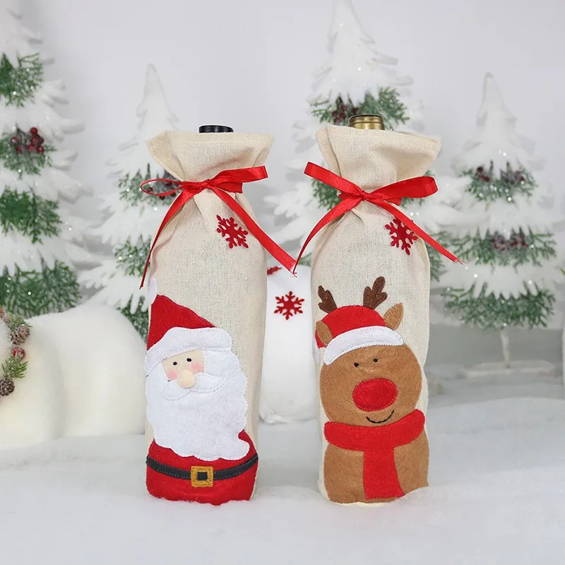 New Christmas Supplies Christmas Decorations Santa Claus Snowman Elk Wine Bottle Cover Christmas Home Decorations