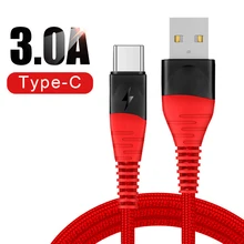 Usb tipo c cabo para samsung s10 s9 3a rápido carregamento usb cabl tipo-c carregador cabo de dados para redmi nota 8 pro USB-C cabo de cabo