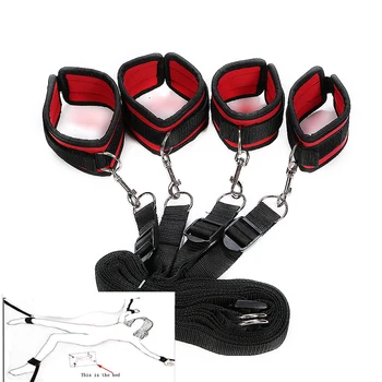 Handcuffs Bondage Erotic Under Bed Sex Bondage Restraint System Games for Adults Wrists Ankle Cuffs Sexy Lingerie Set Furniture 4