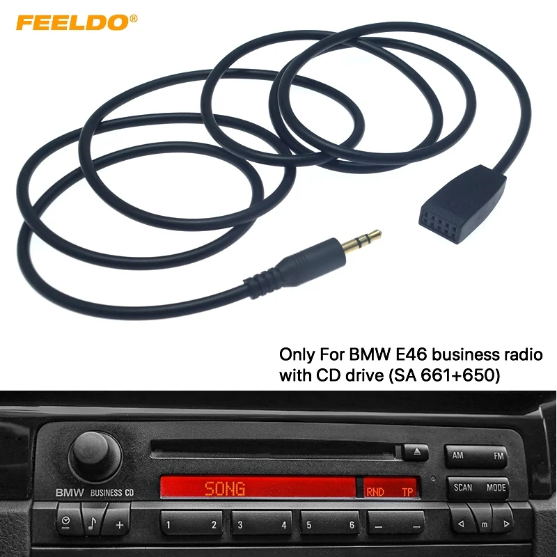 FEELDO 10 шт. 3 5 мм разъем AUX входной кабель адаптер только для BMW E46 с бизнес CD радио