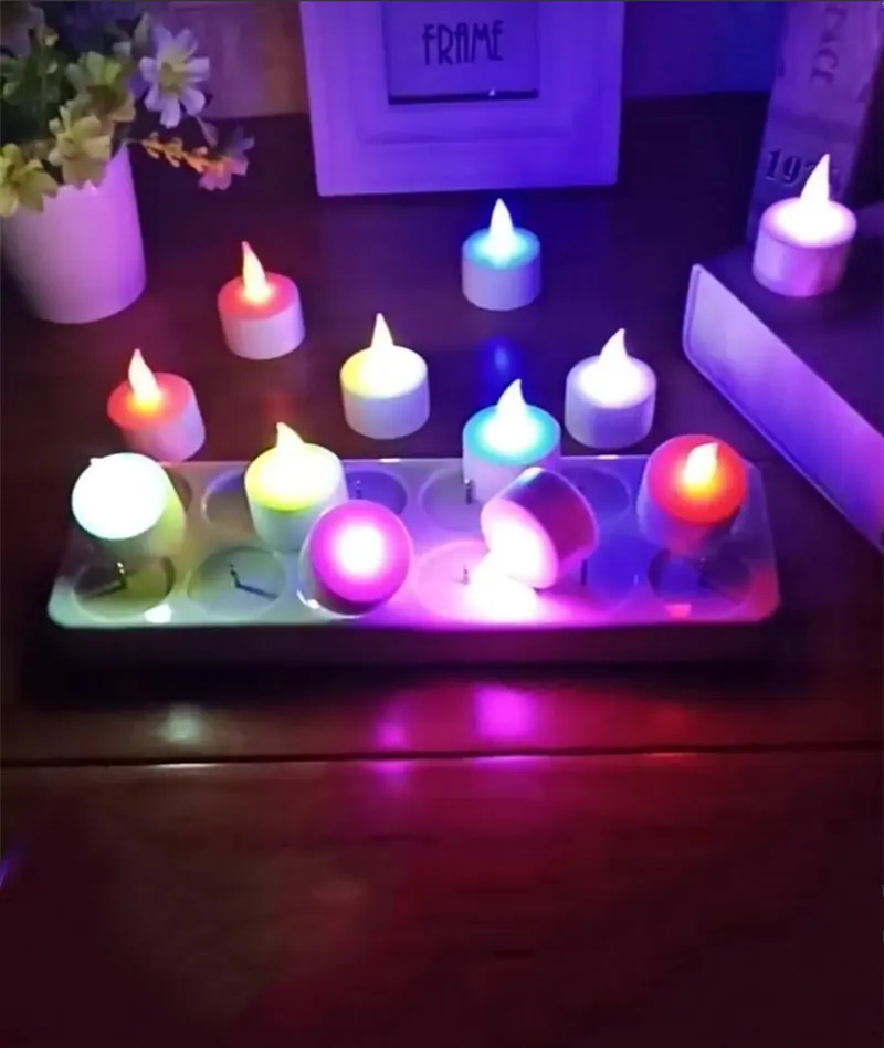 Bougies chauffe-plat sans flamme, Simulation 24x, scintillantes, Mini lampe  pour fête, événements en plein air, décoration de salle - AliExpress