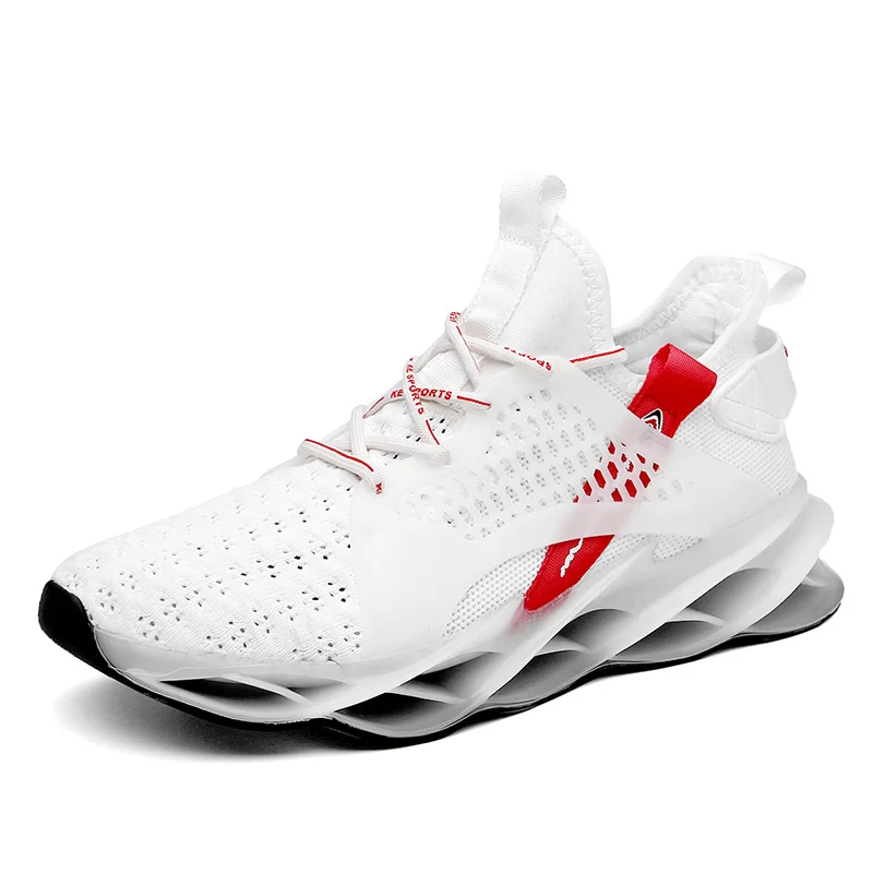 JINBAOKE Blade Running Shoes For Men Breathable Mesh Sneakers Non-Slip Cushioning Sole Athletic Sport Shoes Training Zapatills - Цвет: 9921White