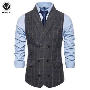 

RUELK British Style Vest Men Slim Fit Business Mens Vests New Fashion Arrival Herringbone Suit Male Waistcoat Gilet Homme M-3XL