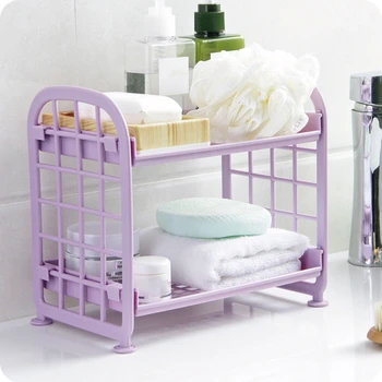 

Double-Layer Hollow Shelf Plastic Cosmetic Desktop Finishing Storage Rack Bathroom Accessories Storage Rack
