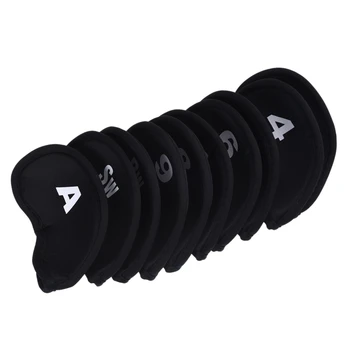 

10pcs Golf Head Cover Club Iron Putter Head Protector Set Neoprene Black