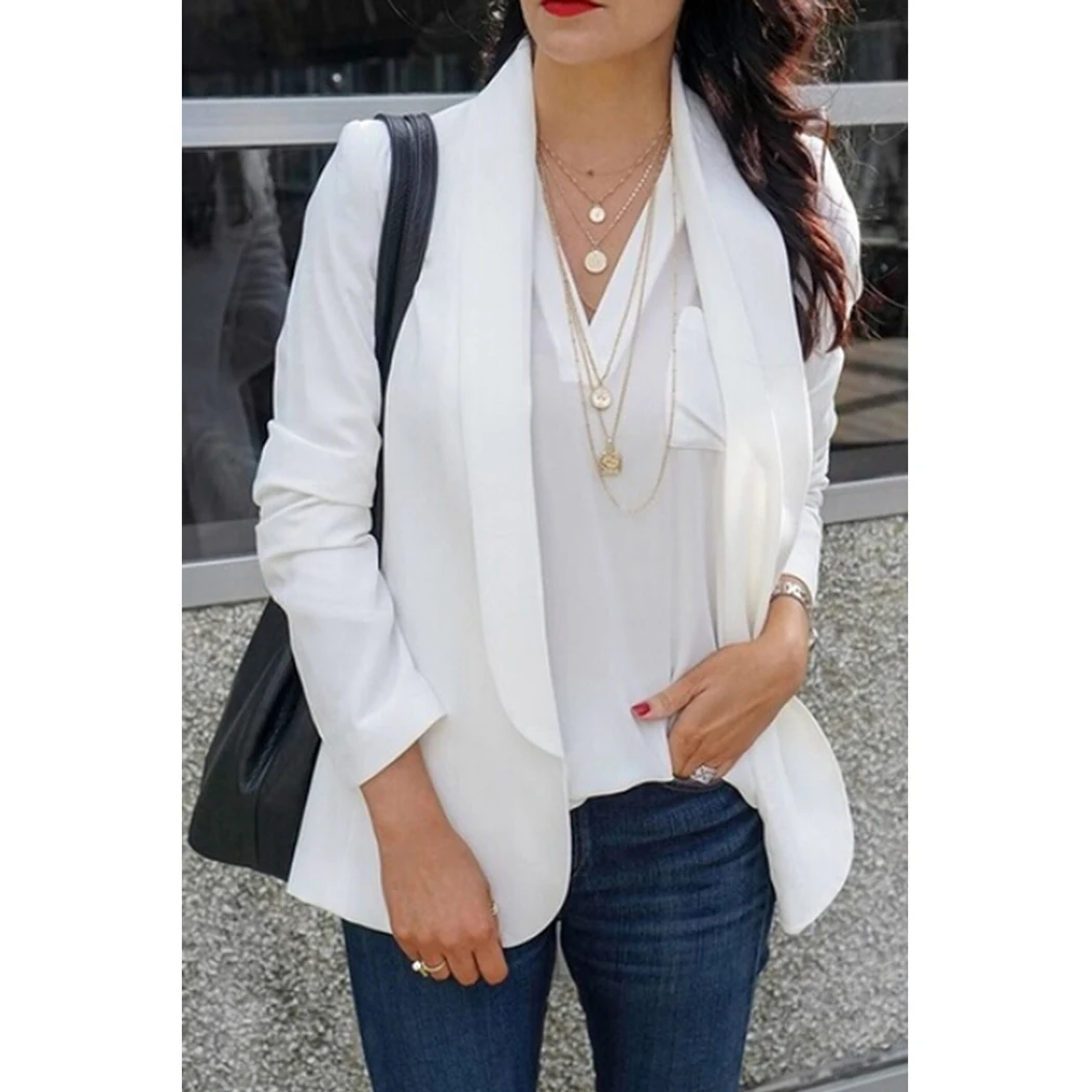 Women Ladies Office Blazer Plus Size Summer Women Long Sleeve Thin Silk Blazers New Casual Slim Turn-Down Collar Cardigan