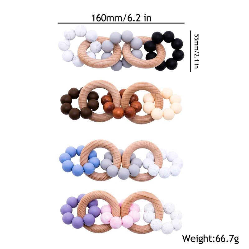 Baby Teethers Beech Wooden Rattles Teething Rodent Tiny Rod Baby Toys Pendant For Newborn Feeding Double 2