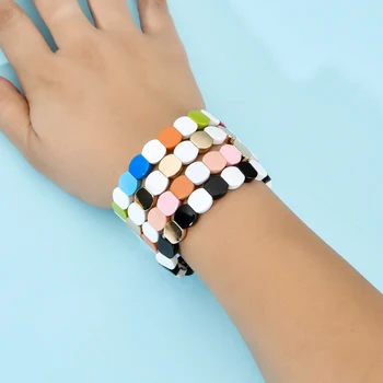 

ZMZY Boho Spring Handmade Multi-Color Charm Bracelet Jewelry Enamel Beads Wrap Bracelet Creative Gifts Couple Bracelet