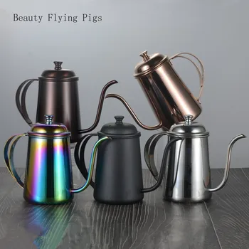 

Direct selling long mouth hand punching pot fine mouth pot thick stainless steel drip coffee pot filter brewing teapot court pot