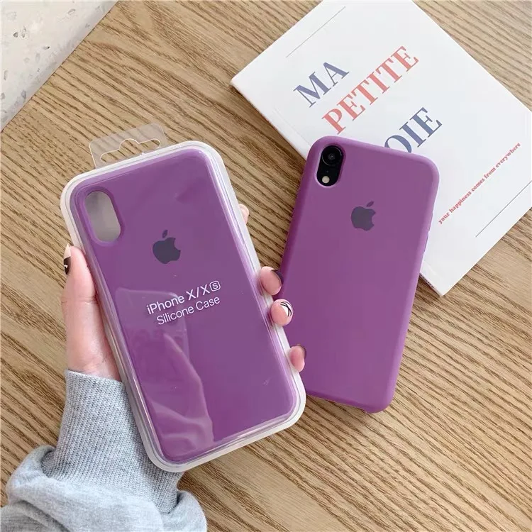Силиконовый Жидкий чехол для телефона iPhone 6 S 7 8 Plus X XR XS MAX виноградный фиолетовый