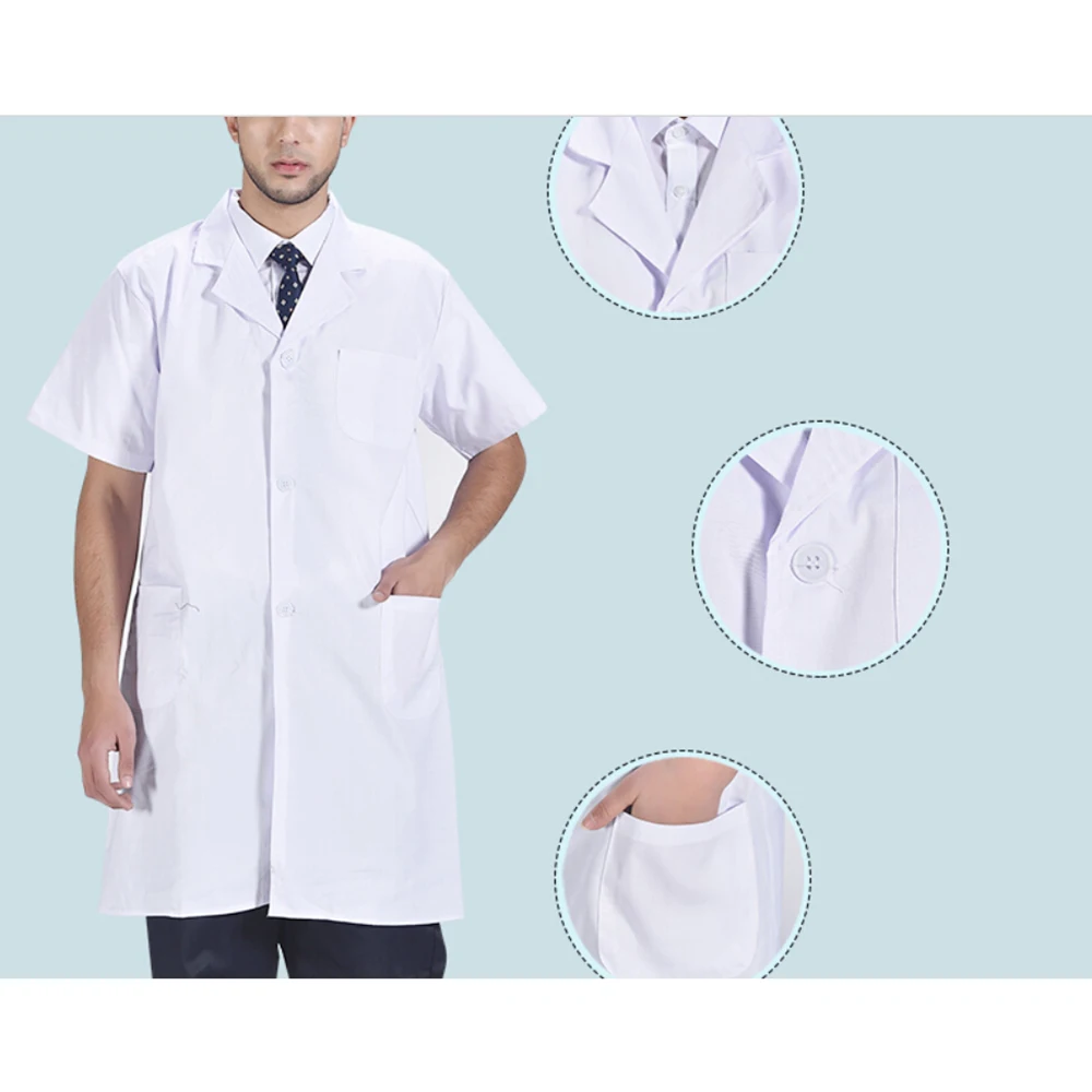 Summer White Lab Coat Medical Laboratory Unisex Warehouse Doctor Work Wear Hospital Technician Uniform Clothes Short Sleeve