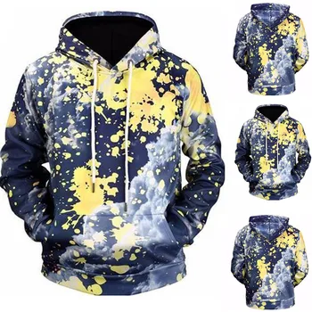 

Men Casual Tie Dyeing Fashion Hoodie Long Sleeve Winter Warm Hoodie Men Harajuku Hooded Sweatshirt Tops Sudaderas Sweater casaco