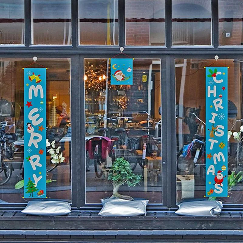 

3pcs Merry Christmas Banner Couplet Door Curtain Cloth Welcome Flag Hanging Ornament TP899