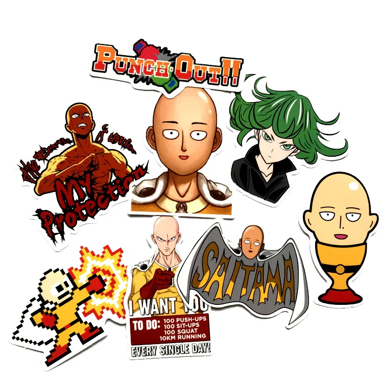 Короткая футболка с героями из японского аниме ONE PUNCH MAN/StickersFor ноутбук мотоцикл