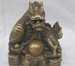 Бесплатная доставка 5 &quotКитайский фэн-шуй luckly Бронзовая статуя животного