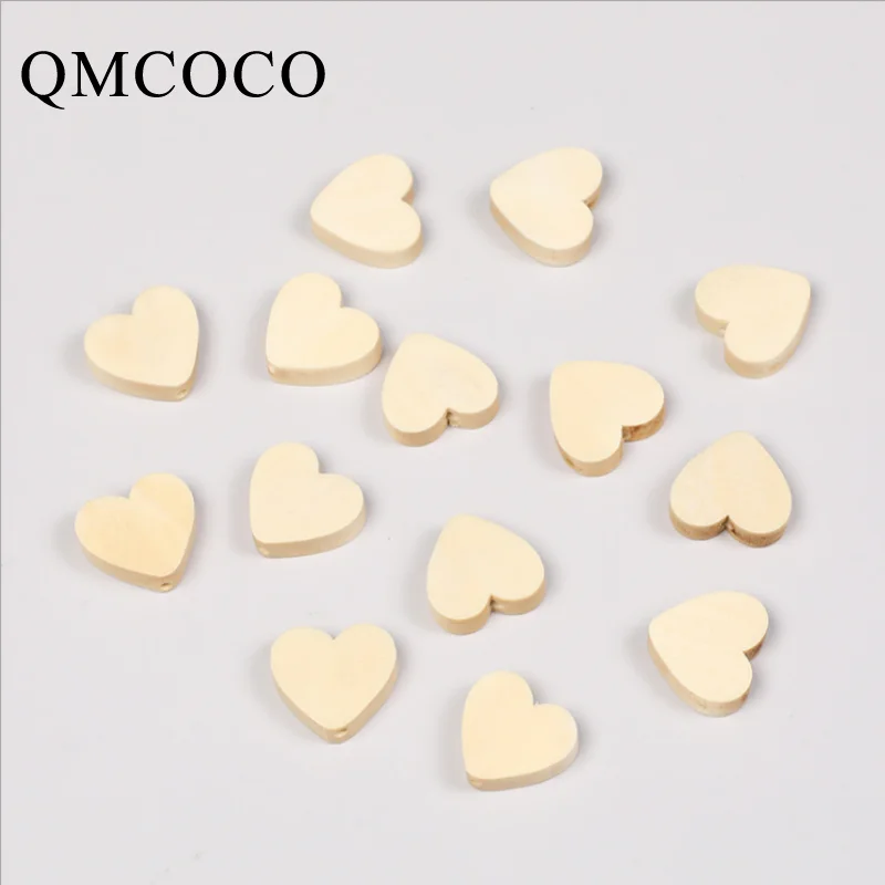 50Pcs Heart-Shaped Wooden Beads DIY Crafts Jewelry Tools Custom Hemu Loose Beads Home Decorations Baby Toys Accessories