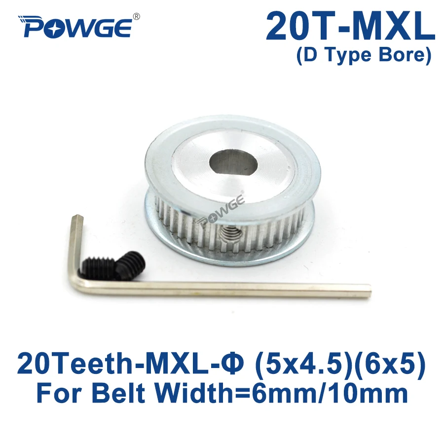 POWGE Inch Trapezoid 20 Teeth MXL Timing pulley D type Bore 5x4.5/6x5mm for width 6/10mm Synchronous Belt 20T 20Teeth | Обустройство
