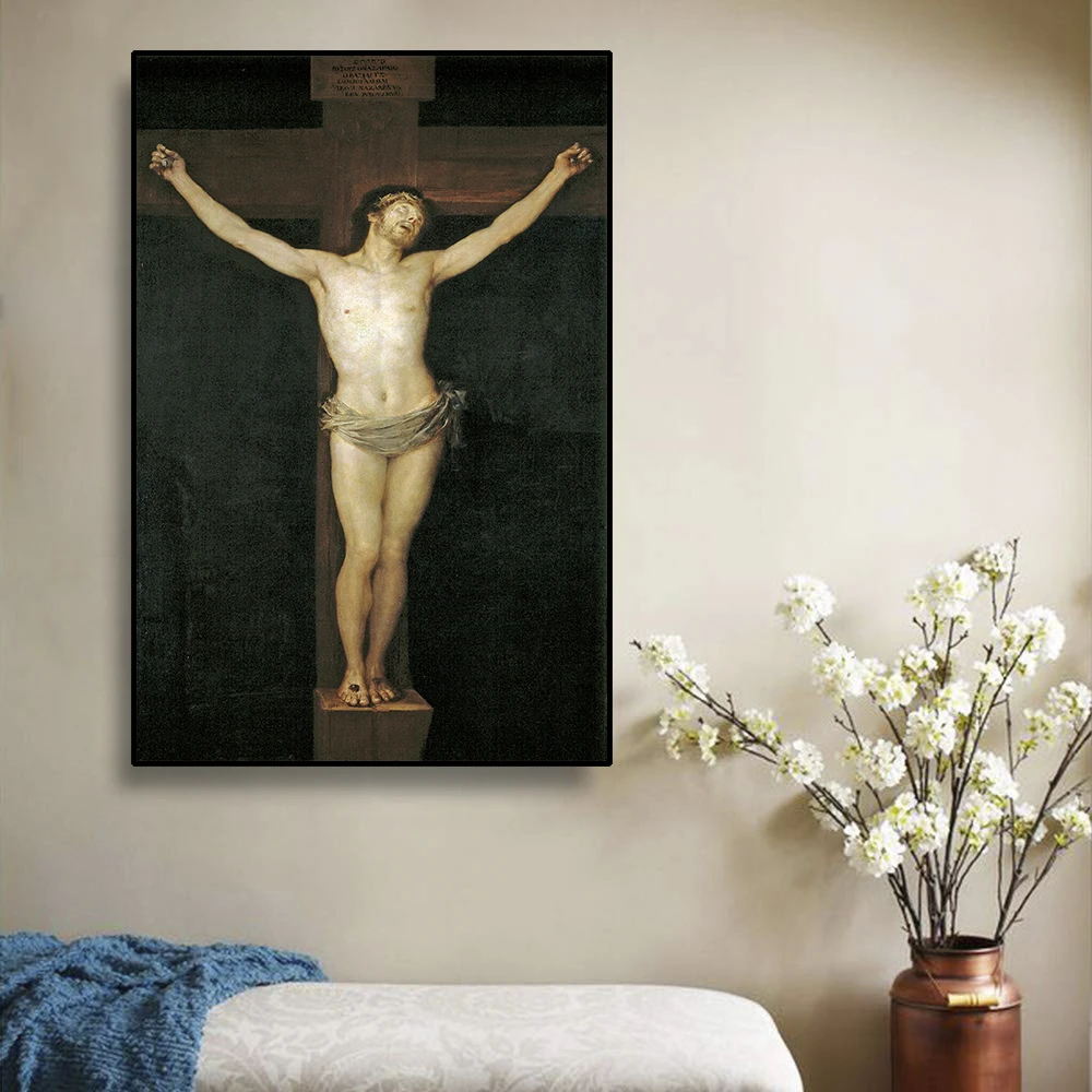 Laeacco Christ on the Cross By Goya y Lucientes Canvas Art Classic Christian Church Decor Oil Painting Retro Poster Picture | Дом и сад