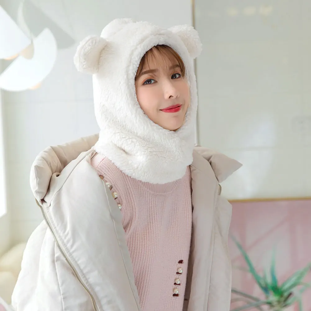 

Cycling cap Winter Warm Earflap Hood Full-Cover Face Mask Cute Fleece Scarf Hat Fashion Accessories