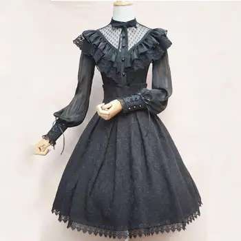 

Adult Women Victorian Gothic Costume Blouse Skirt Suit Lolita Cosplay Empire Waist Back Lacing Band Skirt Clothing For Ladies