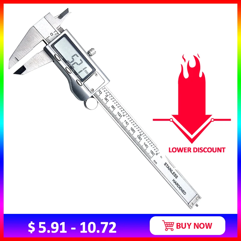 

Digital Caliper Ruler Vernier Caliper Stainless Steel Caliper 6"-150mm Measuring Instrument Vernier Calipers Measuring Tool