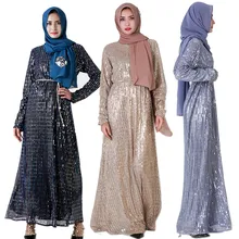 Мусульманские платья платье хиджаб платье мусульманские товарПлатье Дубая популярное летнее кимоно сексуальное женское элегантное платье с блестками мусульманское платье хиджаб Женская Турецкая мусульманская одежда ОАЭ