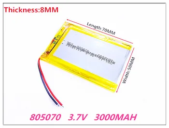 805070 3.7V 3000MAH 804969 Lithium Polymer Li-Po li ion Rechargeable Battery cells For Mp3 MP4 MP5 GPS mobile bluetooth