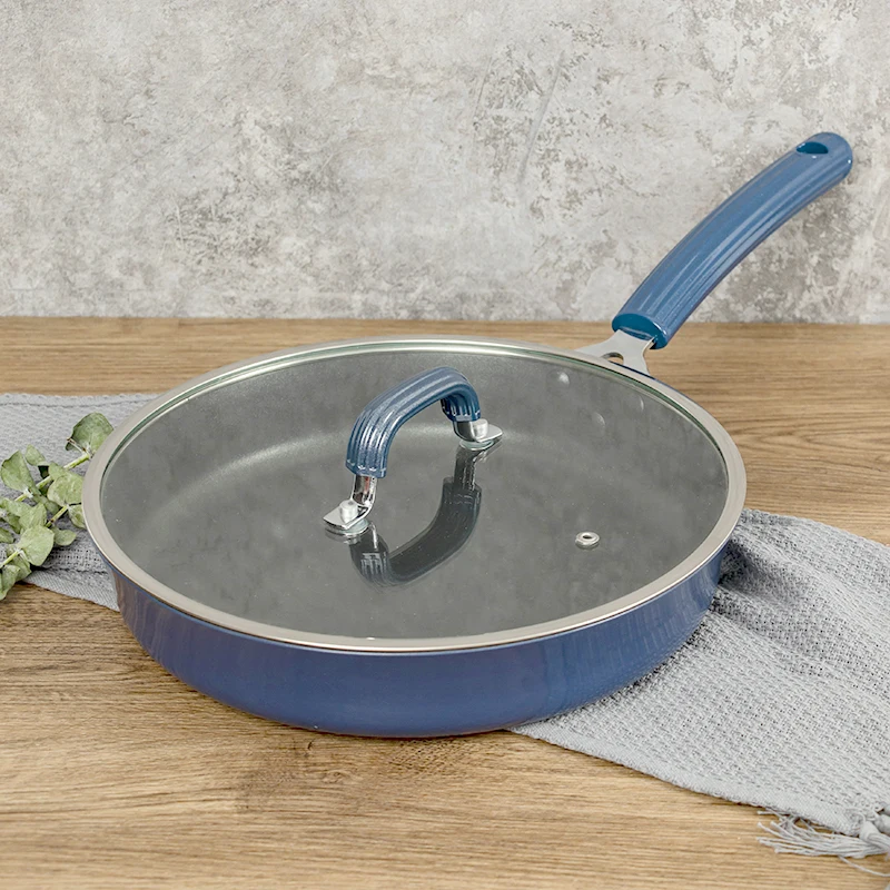 COOKER KING Nonstick Frying Pan Skillet Enamel Omelette With Glass Lid Dishwasher Safe Durable Coating 26cm | Дом и сад