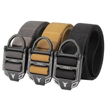 

125cm Tactical Belts Military Nylon Waist Belt with Metal Buckle Adjustable Waist Belt with Zinc Alloy Buckle for Outdoor Sports