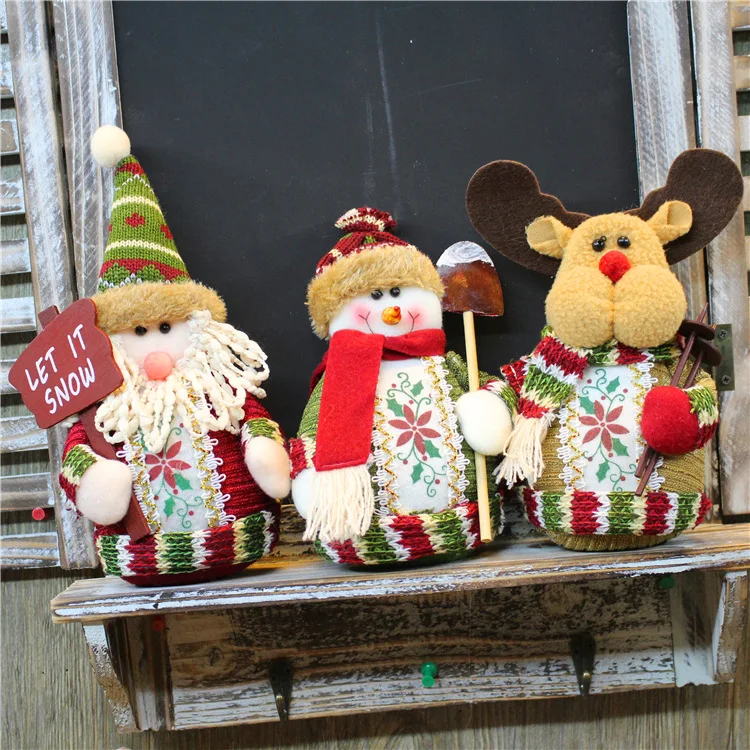 

1PC Christmas ornament Santa Claus Snowman Elk Party Supplies Decor Cloth Handmade Christmas Dolls Happy Gift for Kids