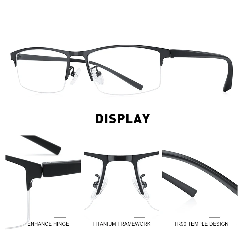 MERRYS Men Optical Frames Eyeglasses Frames Rack Commercial Glasses Fashion Eyeglasses Frame Myopia Titanium Frame TR90 Legs Eyeglasses Frames Eyeglass Frames Myopia Glasses Optical Glasses